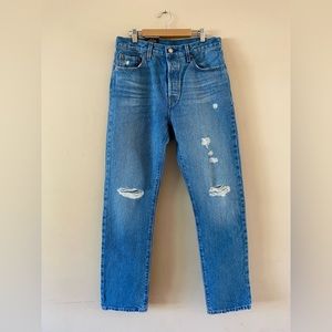 Levi’s 501 Original High Rise Straight Leg Distressed Jeans